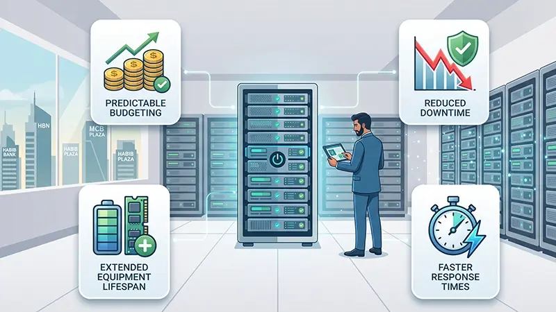 Key benefits of an Annual Maintenance Contract for Pakistani businesses including predictable budgeting, reduced downtime and extended equipment lifespan